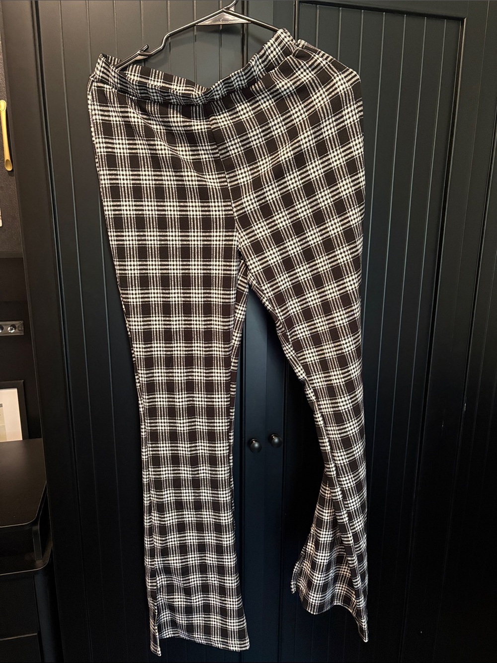 Black and White Plaid Flared Pants/Leggings-TWO PAIRS